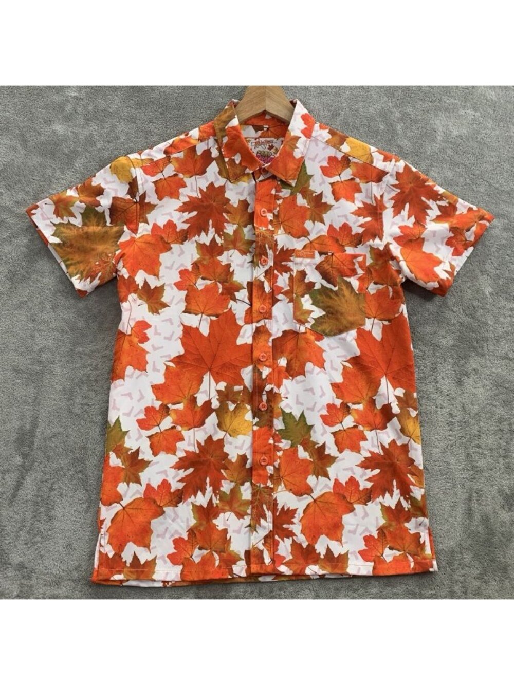 Retro Rifle Shirt Mens XS Rule #1 Fight Club Maple Leaves Brad Pitt Tyler Durden
